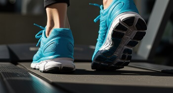 Athletic shoes protecting feet at the gym