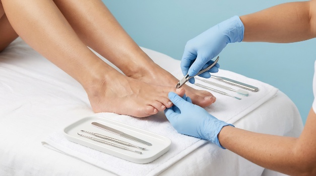 Idaho-podiatrist-performing-medical-pedicure-on-patient