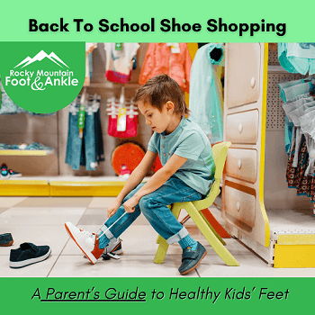 Child trying on shoes during back-to-school shoe shopping