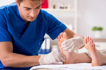 Foot ulcer on the sole indicating numbness and tingling complications