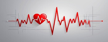 Heartbeat line with heart symbol representing heart medication effects